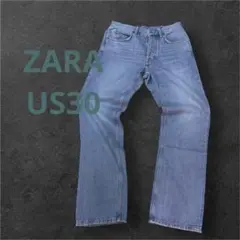 【セール中】 ZARA ブルーストレートデニム　ボタン　US30