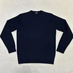 UNIQLO メリノエキストラファインクルーネックセーター ネイビー