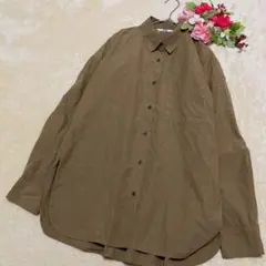 【UNIQLOユニクロ】エクストラ ファイン コットン シャツ長袖 ブラウン M