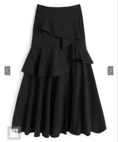 アシンメトリーラッフルスリットスカート GRL ブラック