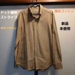 INTERMEZZO綿シャツ長袖金ドット織柄ストライプL新品未使用