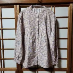 着用回数1回　クロコダイル　花柄 長袖シャツ ピンタック付き　ピンク