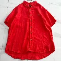 美品 現行タグ 近年モデル ラルフローレン リネン100%シャツ ポニー刺繍 L