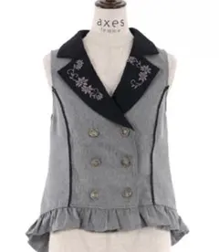 axes femme花刺繍レースアップベストとフィッシュテール配色スカート