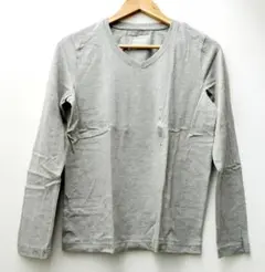 MUJI レディース Vネック長袖Tシャツ L ライトグレー