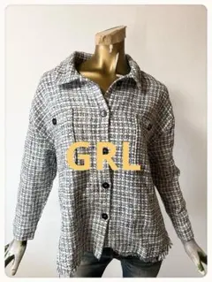 ☘️T22947☘️GRL 長袖 ツイードシャツ シャツジャケット 羽織 Fのサムネイル