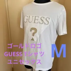 GUESS✨ゴールドロゴTシャツ ユニセックスM ホワイト