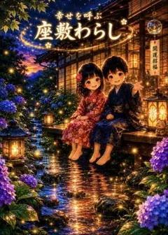 縁起物 座敷童 ざしきわらし 財運 インテリア 和風 イラスト 笑顔