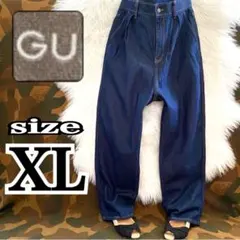 GU ジーユー ハイウエスト マムジーンズ 221-269471 濃紺 XLのサムネイル