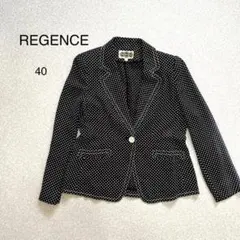 【REGENCE 】レトロ　ドット柄 白ステッチ　テーラード　ジャケット春夏40