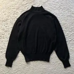 レオナール　カシミヤ シルク ニット ハイネック セーター　七部袖 ネイビー L レオナール カシミヤ シルク ニット ハイネック セーター 七部袖