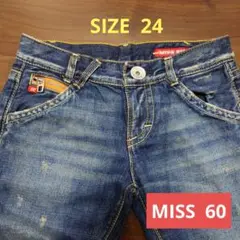MISS sixty ブーツカットダメージデニム ローライズ ダークブルー 24