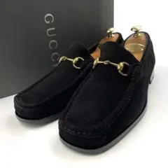 《超美品》GUCCI グッチ ホース ビット ローファー スエード ブラック 黒