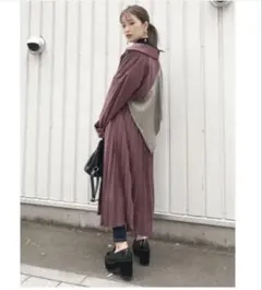 MURUA バックデザイン トレンチコート プリーツ チェック パープル 未使用