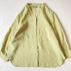 【美品】マーガレットハウエル　バンドカラーシャツ　リネン100％　ワイド　七分袖