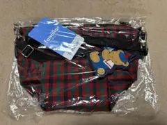 ファミリア 舟形ポシェット 赤系チェック 新品未使用