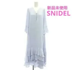 スナイデル　シフォンフリルロングワンピース　ブルー　水色