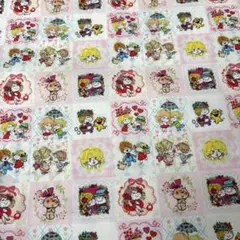 生地 はぎれ 綿ポリ レトロ 水森亜土 アドちゃん 白 ①