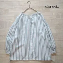 niko and... ニコアンド リネンリヨセルドロストブラウス L