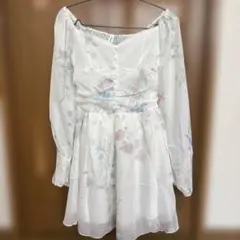 花柄シフォンパフスリーブドレス
