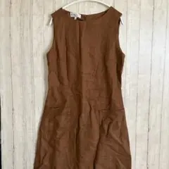 美品【PIMLICO】ピムリコ　ひざ丈ノースリーブワンピース　茶　11　シンプル