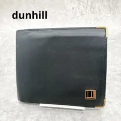 ダンヒルdunhill ゴールド金具ロゴ レザー二つ折り財布 黒 メンズ 札入れ