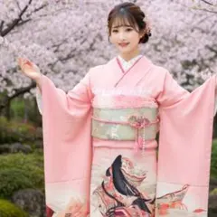 振袖　完全フルセット　25点　成人式　結婚式　前撮り　ピンク　低身長　希少