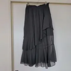シフォン アシンメトリーフレアスカート ブラックＭ