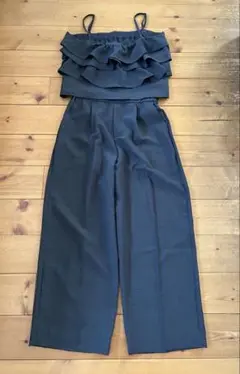ワイドパンツ セットアップ フリルトップス グレー　Lサイズ