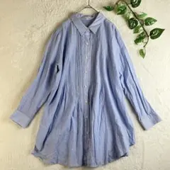 自由区 ジユウク ストライプ ビジュー シャツワンピース 大きなサイズ 4L