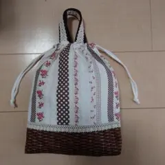 花柄 かご柄 お着替え袋 シューズ入れ 巾着袋