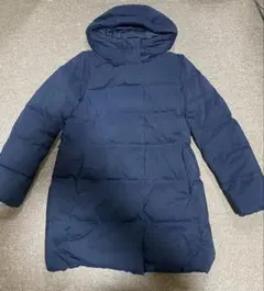 ユニクロ フード付きダウンジャケット ロング S ネイビー