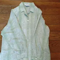 グリーン系ヒョウ柄お洒落シャツ美品