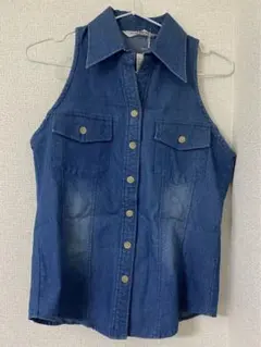 デニムベスト ジレ ヴィンテージ レトロ M グランジ