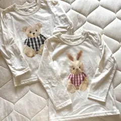 くま　うさぎ　ロンT ２枚セット　100