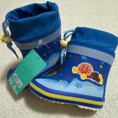 新品アンパンマンレインブーツ ベビー長靴12cm 青ブルー男の子向け