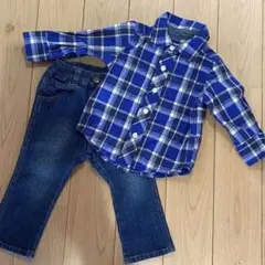 【美品】80cm baby gap 着用数回 デニムパンツ チェックシャツ