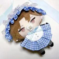 ★No.1363 にじぱぺっと ぬい服 ヘッドドレス スタイ 青 水色 チェック
