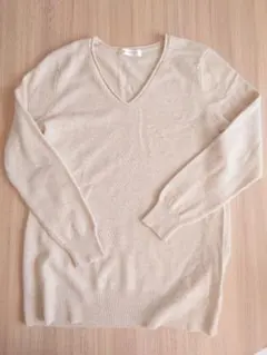 【値下げ】Golden Bear ベージュ カシミアニット Vネック 長袖 L