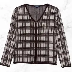 バーバリーロンドン ホース ジップ ニット カーディガン チェック L 極美品