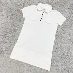 courreges クレージュ ポロワンピース ワッフル生地 ワンポイントロゴ