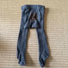 クマ刺繍 グレー ベビータイツ 12-24M