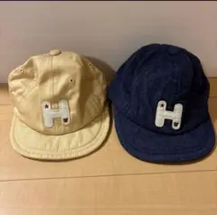 ミキハウス　Hマーク刺繍キャップ2点セット　双子