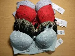 ブラジャー4点セット（青・赤・黒・緑）