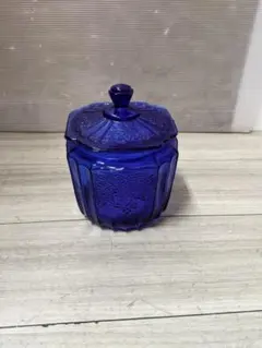 キャンディポット 青硝子レトロ