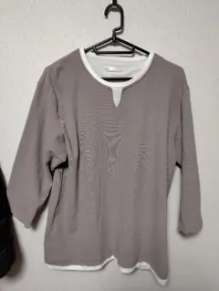 ikka グレー Vネック 長袖カットソー XL