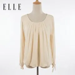 ELLE エル ギャザーブラウス 長袖 リボン袖 アイボリー サイズ38 中国製のサムネイル