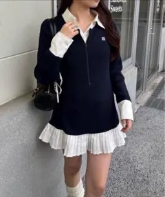 NICE CLAUP ドッキングプリーツワンピ