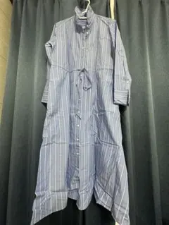 UNIQLO 長袖シャツ S 青と白のストライプ