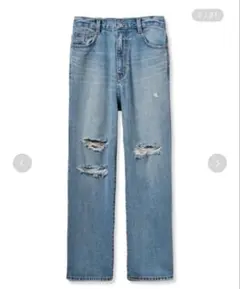 Mila Owen ダメージ加工ルーズストレートデニムパンツ